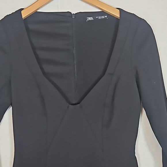 Zara Black Long Sleeve Bodycon Mini Dress - Picture 2 of 8